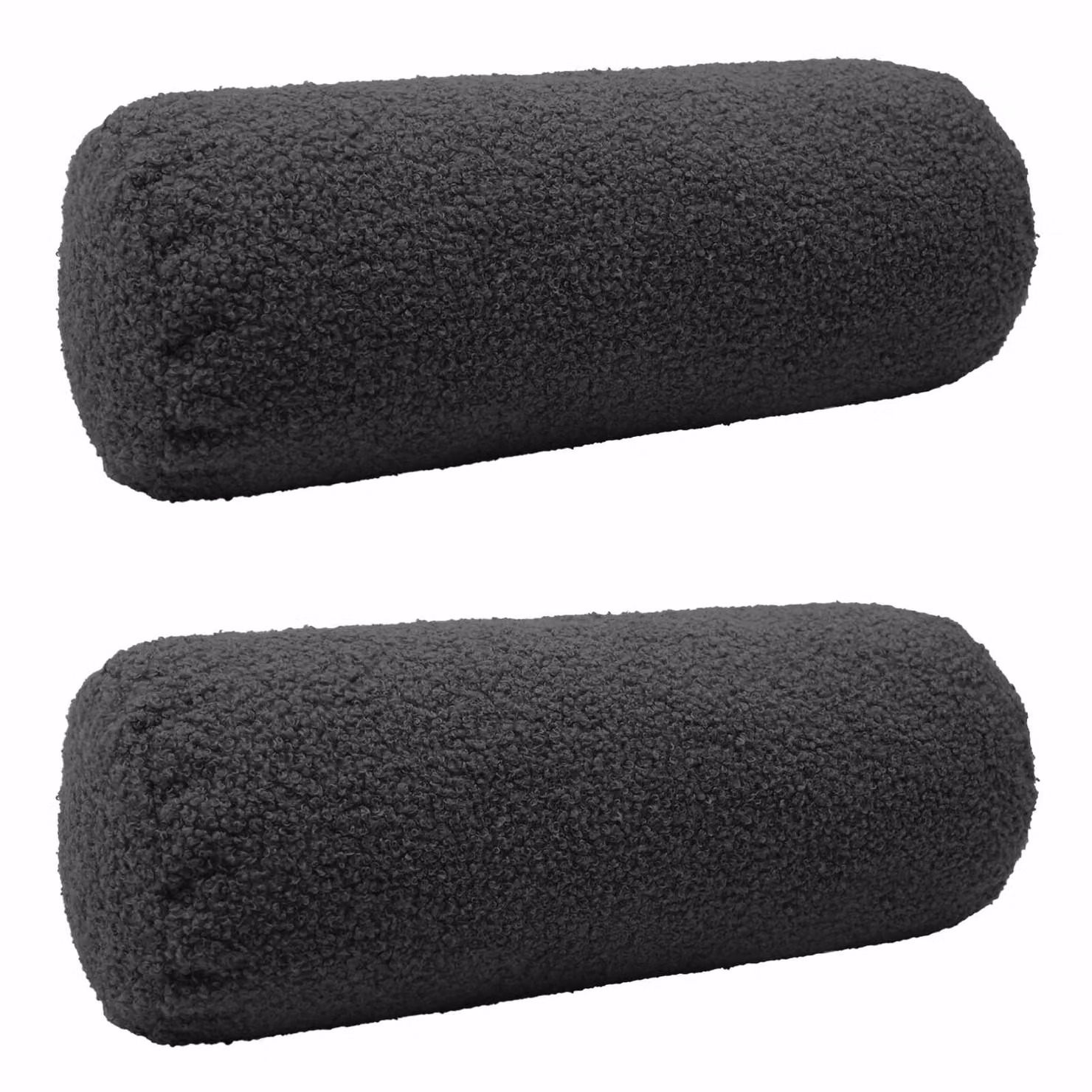 Set di 2 federe vidaXL HEERLEN grigio scuro in tessuto bouclé, forma rotonda, Ø 15 x 40 cm