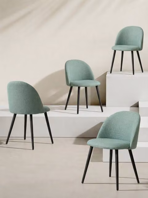 Set di 4 sedie Brila Kenay Home color menta con gambe in metallo nero per cucina e sala da pranzo