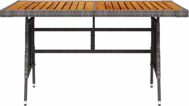 Tavolo Giardino | Tavolino da esterno Grigio 130x70x72cm Polyrattan e Massello Acacia