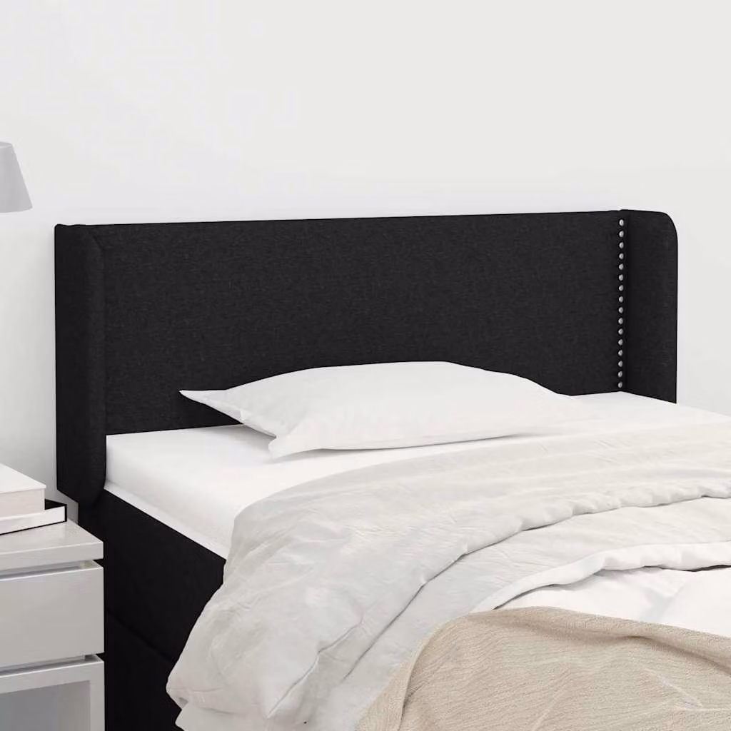 Testiera ad orecchio vidaXL in tessuto nero con struttura in legno L: 83 cm, P: 16 cm, H: 78-88 cm