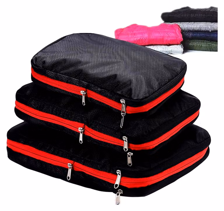 Set di sacchetti compressori per valigie | Organizer da viaggio impermeabile, 50x30x7 cm – ampia capacità per contenere abiti | Sacchetti in tessuto Oxford per l'organizzazione dei bagagli – sistema di organizzazione per valigie composto da 3 pezzi