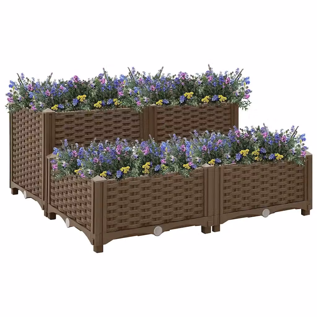 Fioriera Rialzata vidaXL in Plastica WPC, Colore Marrone, L 80 x P 80 x H 38 cm