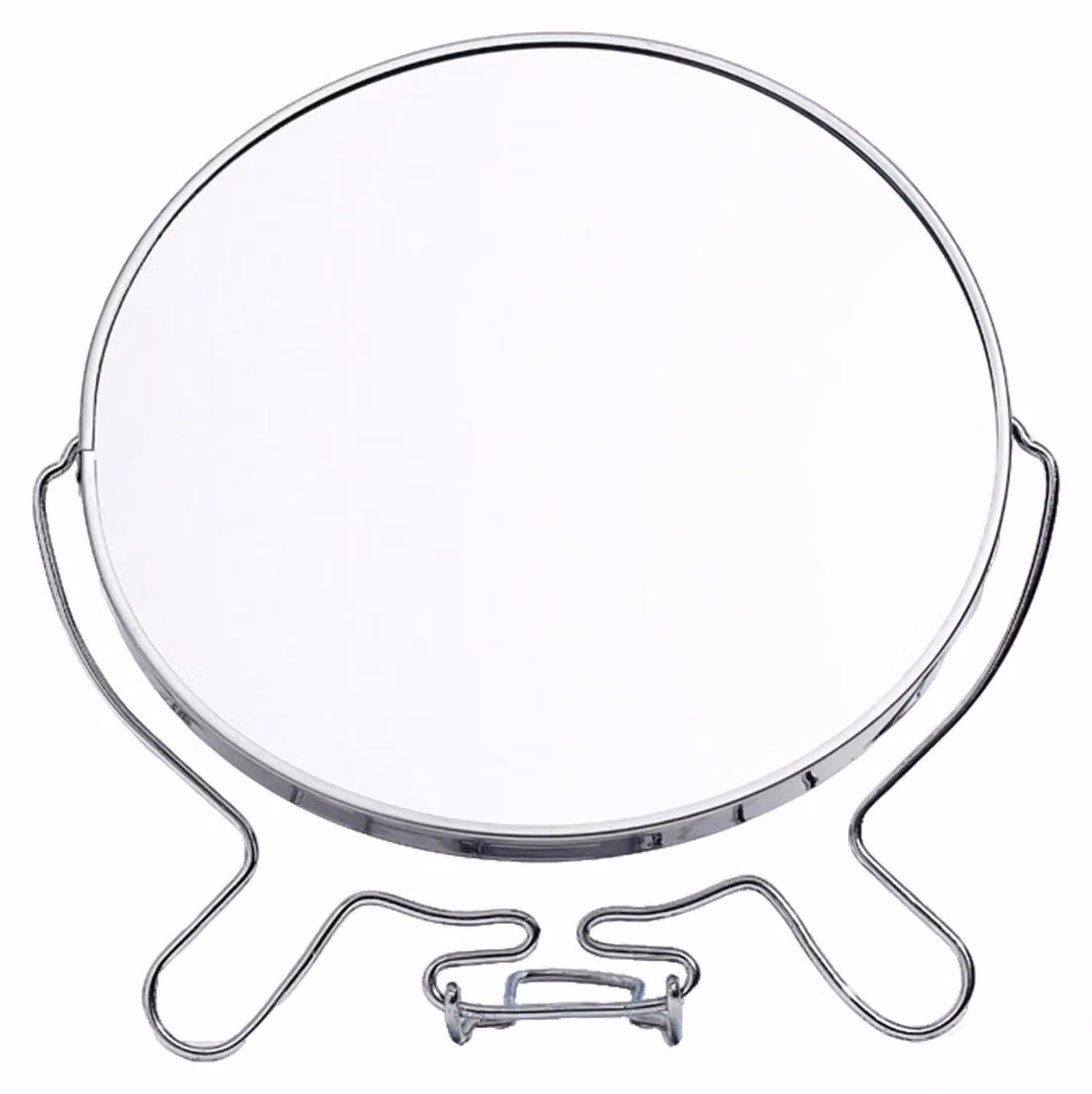 Specchio da trucco, specchio da tavolo, 17 cm, regolabile, in alluminio, color argento