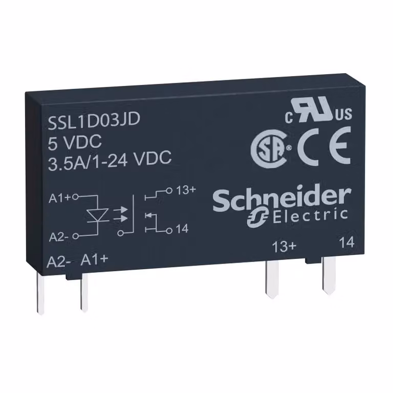Relè a semiconduttore Schneider Electric, innestabile, E: 15-30 VCC, A: 1-24 VCC, 3,5 A SSL1D03BD