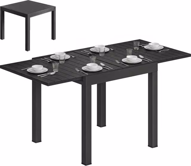 Tavolo da pranzo allungabile 80/160 cm ¨C Xylo ¨C 4-6 persone aluminio effetto legno nero