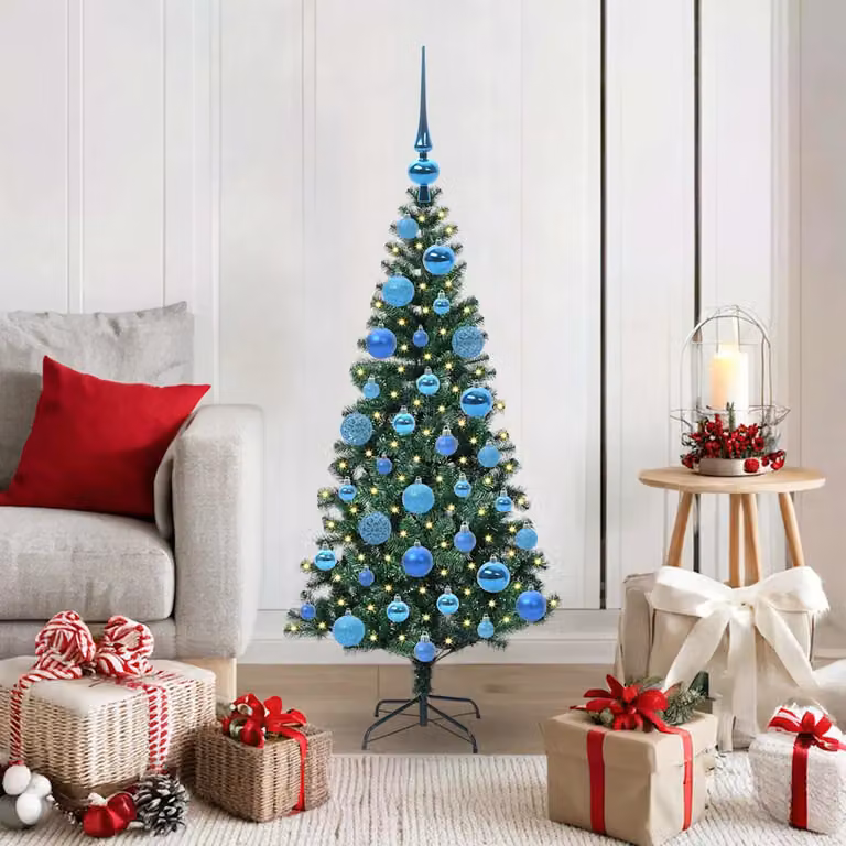 Albero di Natale artificiale moderno vidaXL con luci LED bianco caldo, Verde, Altezza: 120 cm