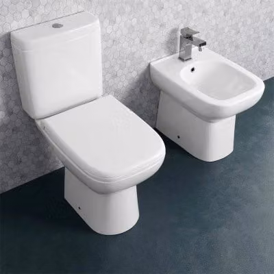 Sanitari monoblocco filomuro Rak Origin in ceramica bianca con copriwc e scarico a terra L: 36,0 cm, P: 65,0 cm, H: 76,0 cm