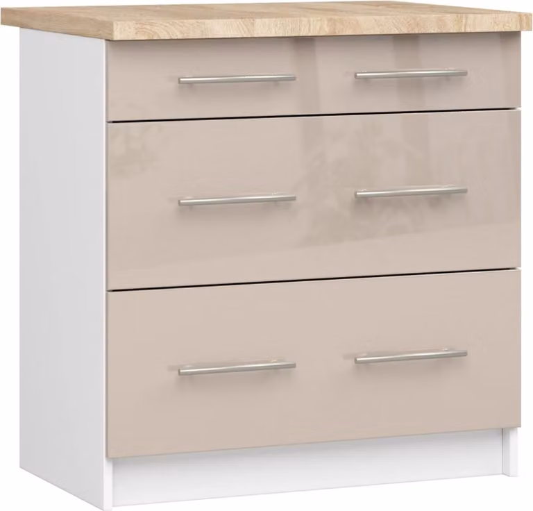 Akord Mobile Cucina Oliwia Con Piano Lucido Bianco/Cappuccino 80X46X85 Cm