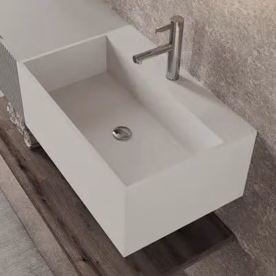 Lavabo da bagno sospeso Tevere in resina bianco opaco L: 60 cm, P: 40 cm, H: 26 cm