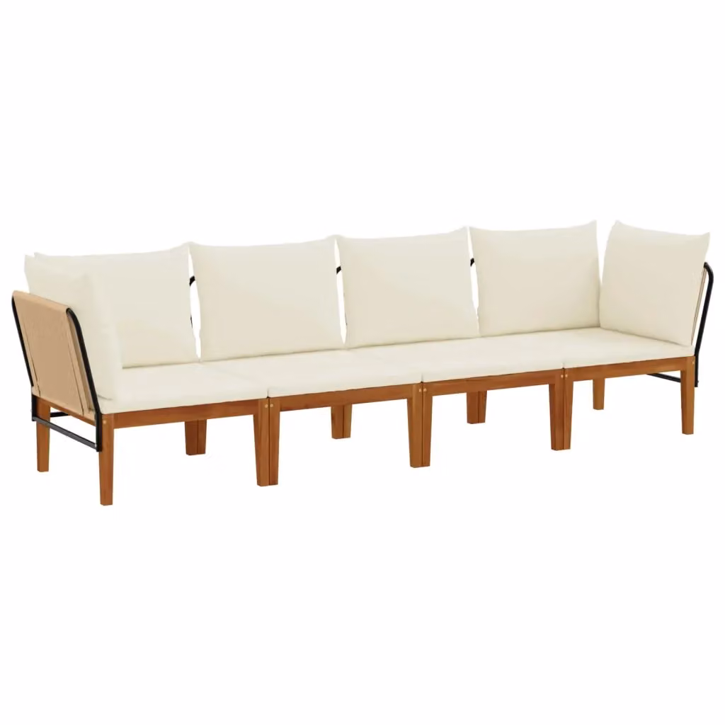 Set di 4 sedie da giardino vidaXL in legno di acacia e corda beige e bianca – 2
