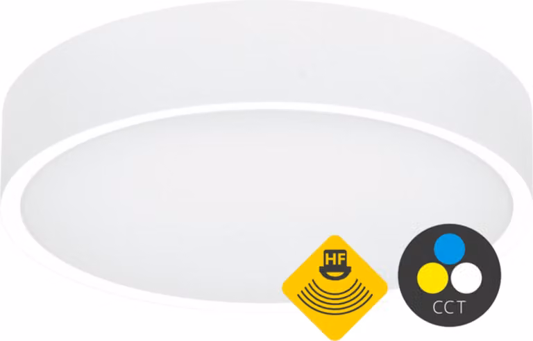 Ecolite CCT Plafoniera LED bianca rotonda 25W con sensore di movimento WMAT350/HF-25W/BI