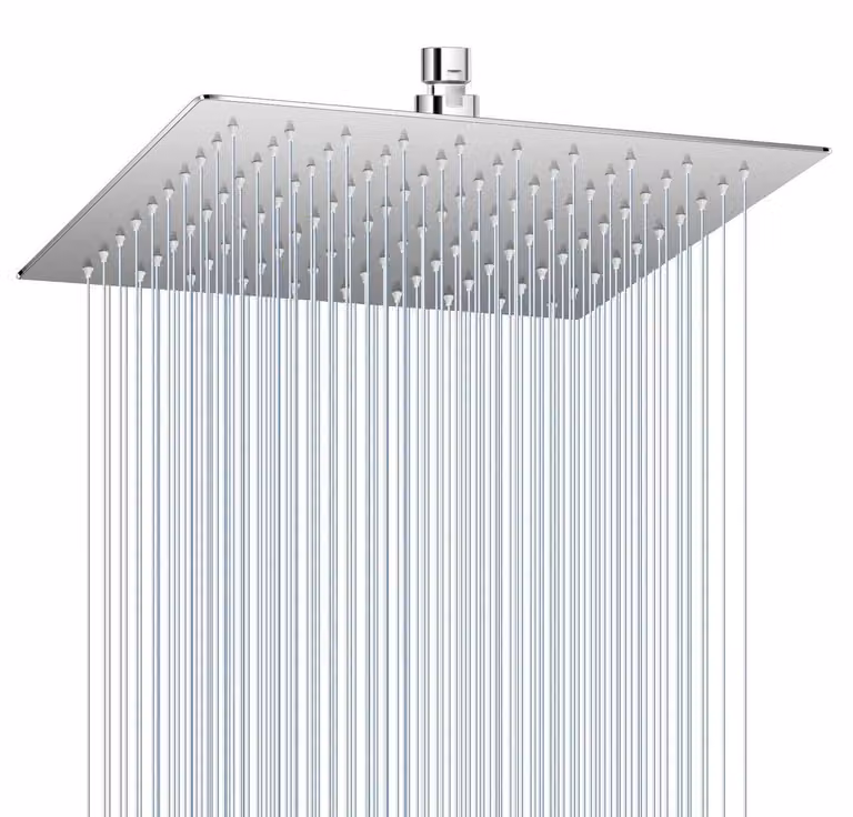 Doccia a pioggia, diametro 25 cm, cromato lucido, acciaio inossidabile 304, a risparmio idrico, con 121 ugelli anticalcare, regolabile a 360°, 10 pollici