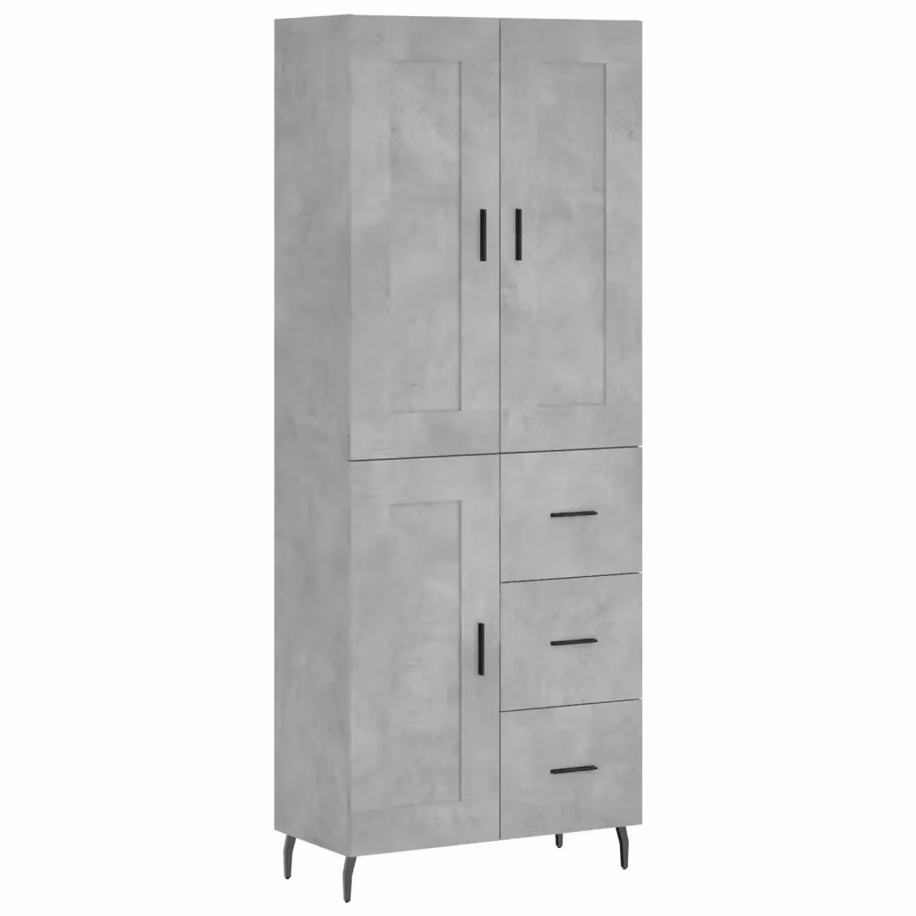 Credenza moderna vidaXL in legno e metallo, Grigio, L: 69,5 cm, P: 34 cm, H: 180 cm – 2