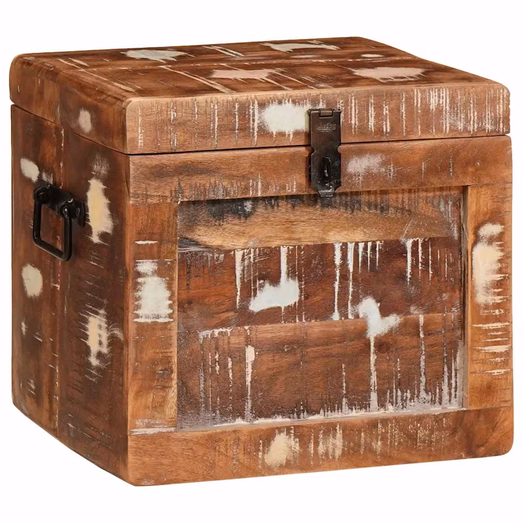 Scatola di stoccaggio vidaXL in legno di mango massello e metallo, stile rustico, marrone multicolore