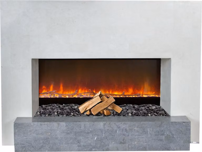 Caminetto elettrico Xaralyn - Santos Ltd - pietra naturale bianca - 1400 Watt di riscaldamento - con telecomando - edizione limitata - caminetto da incasso incluso - caminetto decorativo