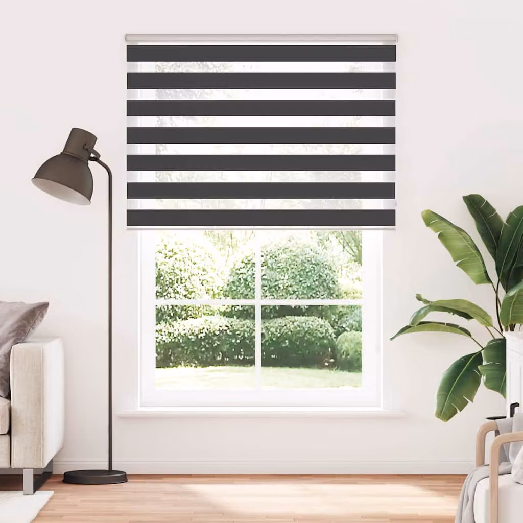 vidaXL Tenda a Rullo Zebra Nero Larghezza Tessuto 150,9 cm Poliestere