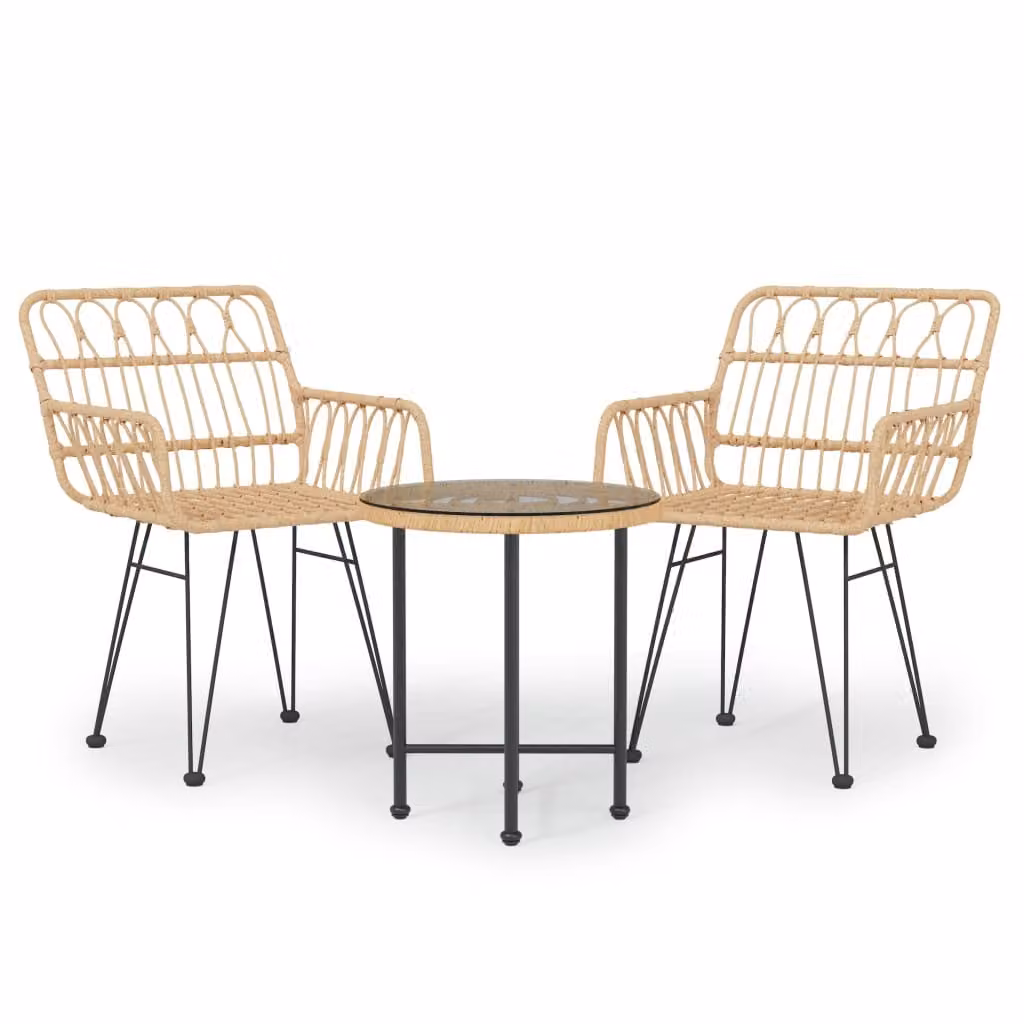 Set da Pranzo da Giardino 3 pz in Polyrattan