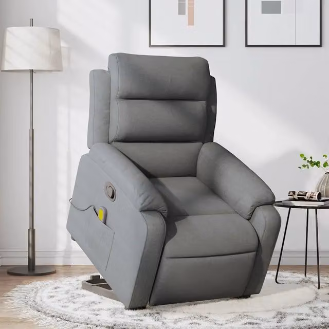 Poltrona Alzapersona Reclinabile con Assistenza Elettrica vidaXL Grigio con Braccioli per Senior – 1