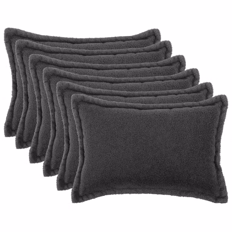 Set di 6 federe vidaXL HOUTEN in tessuto bouclé grigio scuro, L 50 cm x P 70 cm