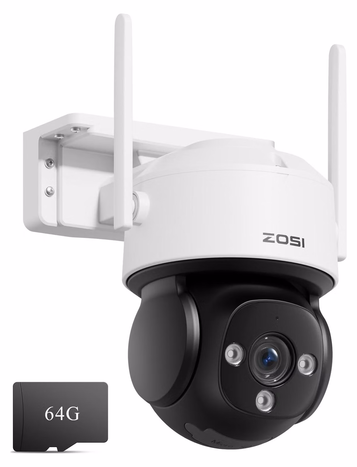 Telecamera di sicurezza ZOSI 4K 8MP, Wi-Fi, per uso esterno, con scheda di 64GB, telecamera PTZ a 360°