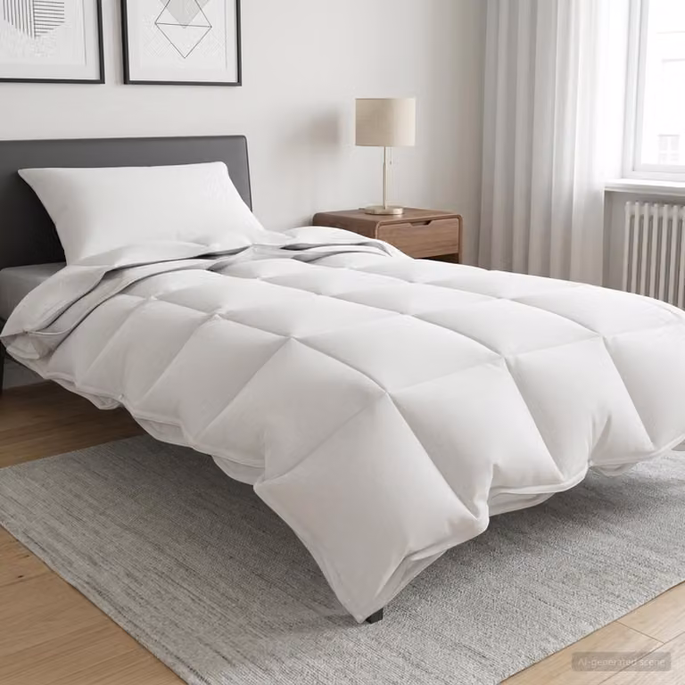Set Piumone e Cuscini vidaXL per Tutto l'Anno in Fibra di Bambù e Poliestere, Bianco, L 137 x L 200 cm
