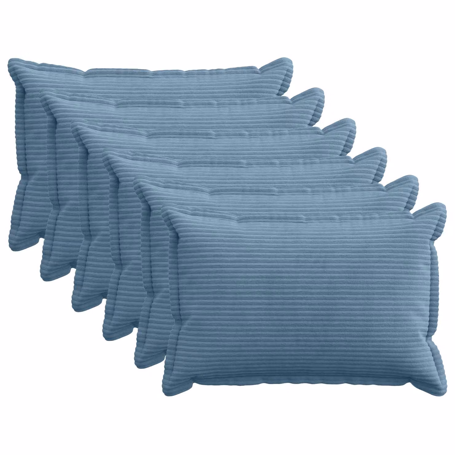 Set di 6 federe vidaXL HOUTEN in velluto a coste blu, 50 x 75 cm