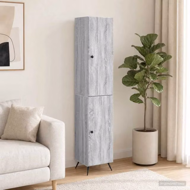Set di 2 armadi moderni vidaXL in legno MDF grigio opaco per soggiorno o ufficio in casa – 1