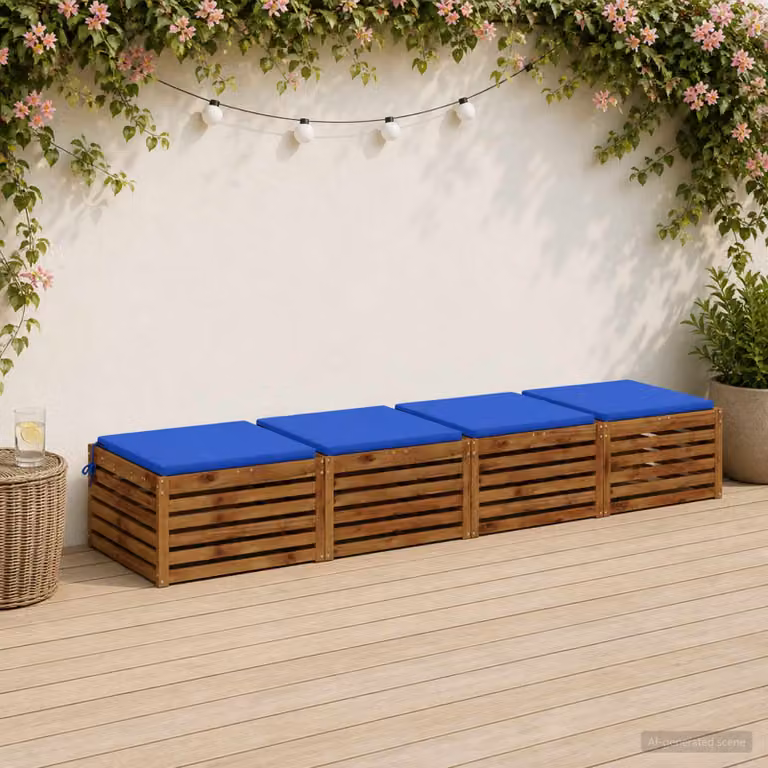 Set di 4 cuscini per sedia vidaXL in poliestere blu con rivestimento lavabile e resistente ai raggi UV