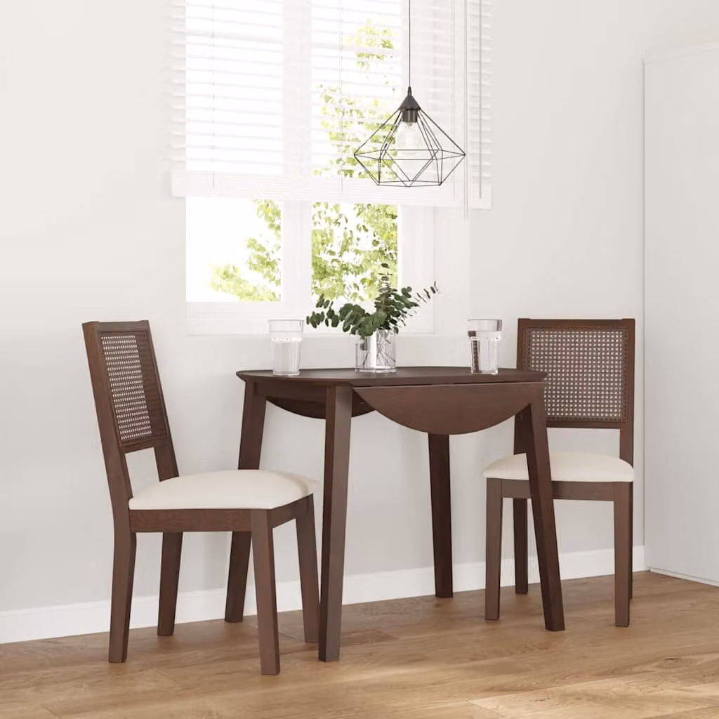 Set di 2 sedie da pranzo vidaXL in legno di hevea massello marrone con cuscini