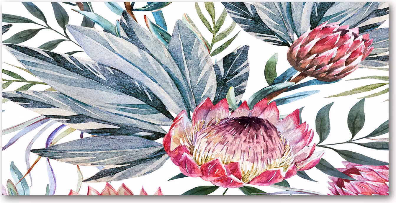 Pannello protettivo per cucina Tulup® in vetro temperato - 100x50 - Protezione anti-schizzi realizzata in vetro temperato. Motivo decorativo: fiori e piante, zuccheriera