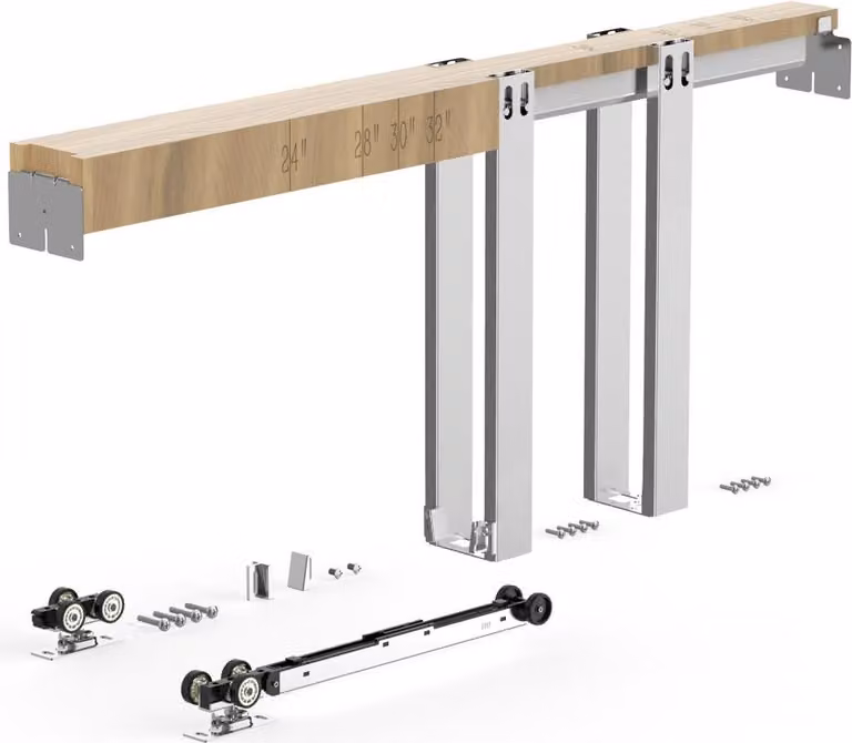 Set di telai per porte scorrevoli per larghezza 610-813 mm, altezza 2032 mm - sistema di porte scorrevoli in acciaio