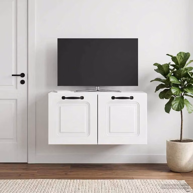 vidaXL Mobile Porta TV da Muro Bianco Lucido in MDF per Soggiorno L: 59,5 cm, P: 41 cm, H: 30 cm