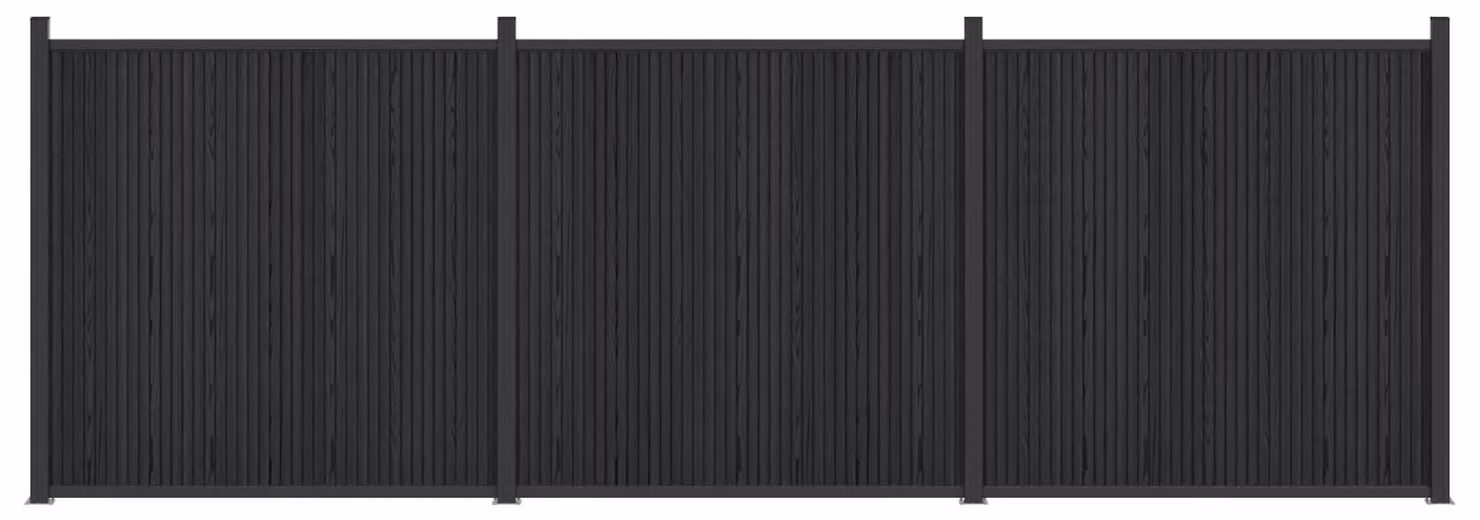 Pannello di Recinzione 3 pcs WPC e Alluminio Nero