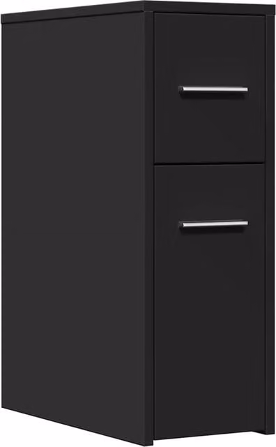 Mobiletto da bagno stretto e funzionale con rotelle 22 x 44 x 61,5 cm legno composito nero 02_0050647