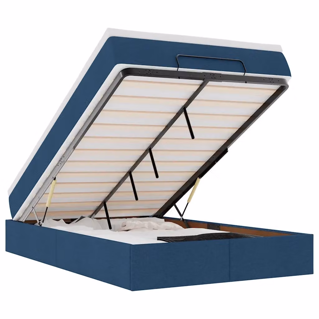 Letto con contenitore a sollevamento vidaXL in tessuto blu e bianco L: 120 cm, P: 200 cm, H: 23,5 cm – 2