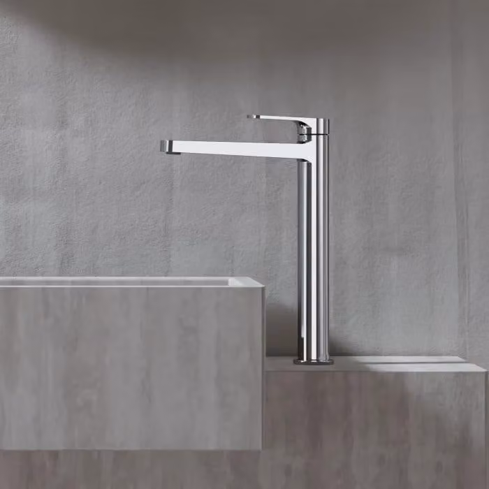 Rubinetto monocomando per lavabo della serie Steinberg 343, senza tappo di scarico, altezza 30,1 cm