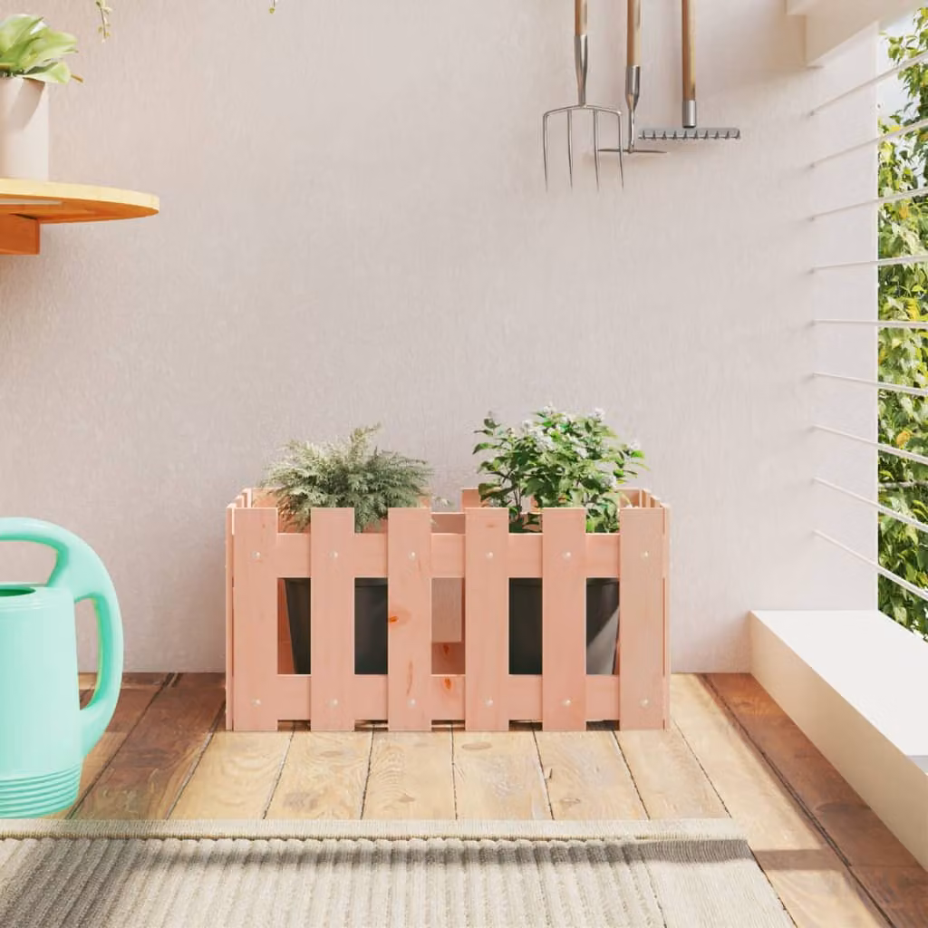 Fioriera da giardino con design a recinzione vidaXL in legno di Douglas massello, L 60 x P 30 x H 30 cm
