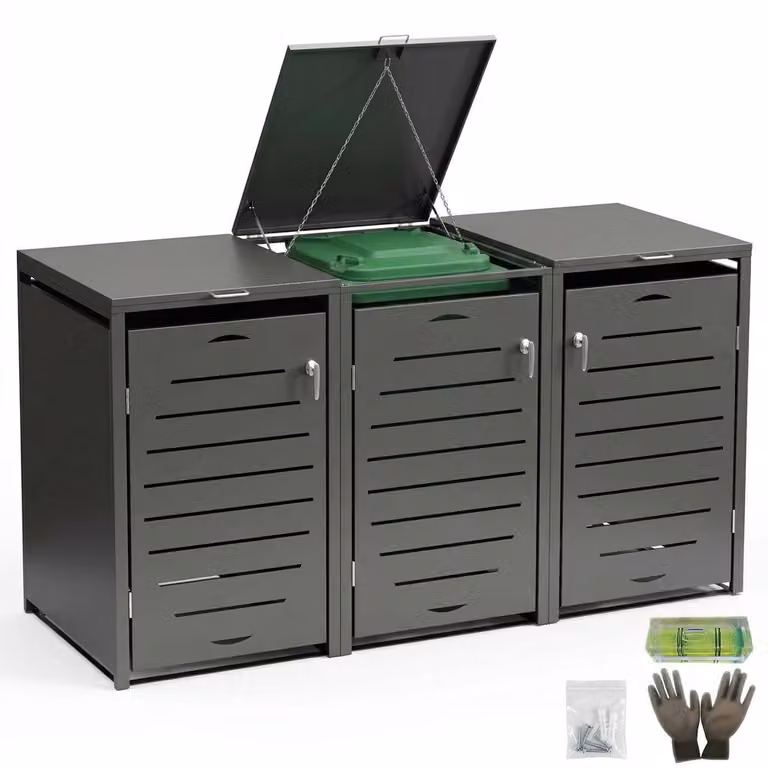 Cassetta per rifiuti Mucola, 3 contenitori per rifiuti Cassette per rifiuti Cassetta per rifiuti Livella per rifiuti