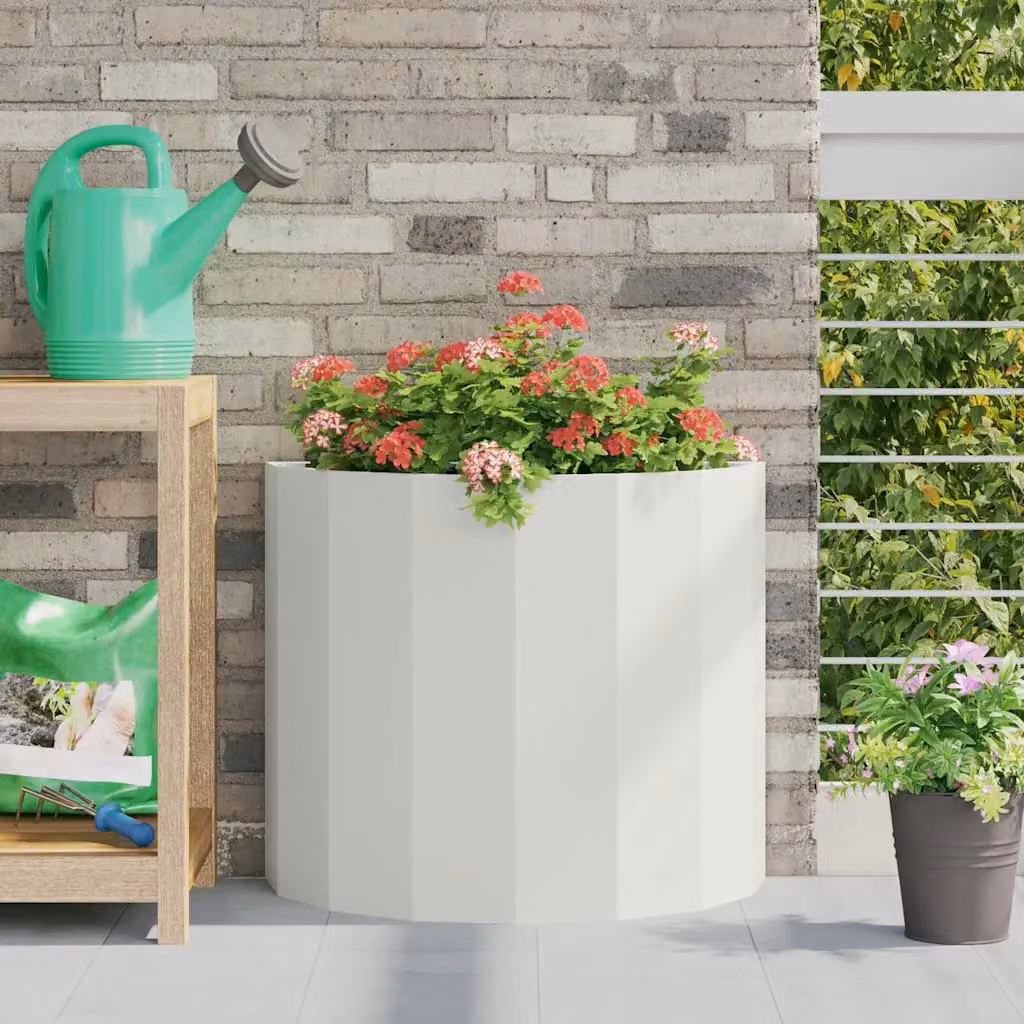Fioriera vidaXL in acciaio bianco L: 60 cm, P: 30 cm, H: 50 cm