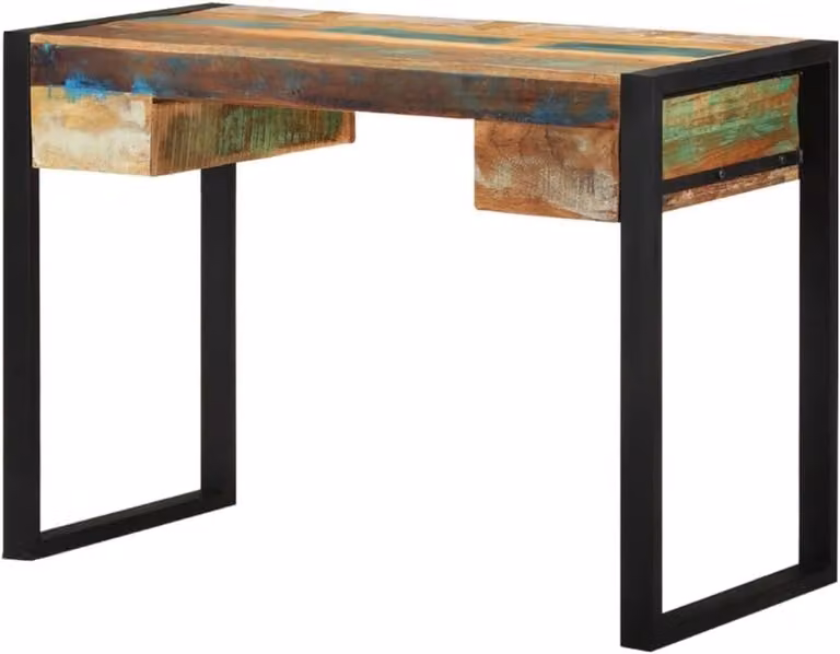 Scrivania – tavolo da lavoro – scrivania per computer – scrivania – legno massello riciclato – con cassetti