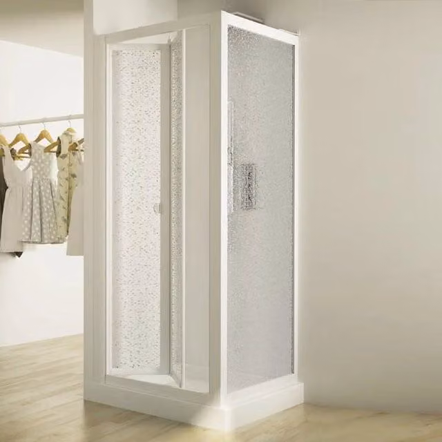 Box doccia a libro soffietto pvc bianco acrilico h.185cm Doplas Duo Porta 105+Fisso 75cm