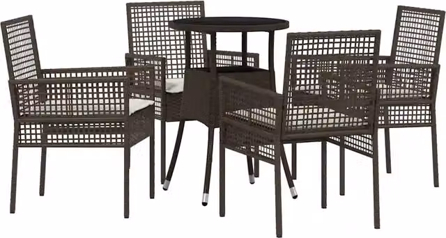 Set da Pranzo per Giardino 5 pz | Set Salotto da Giardino Marrone polyrattan