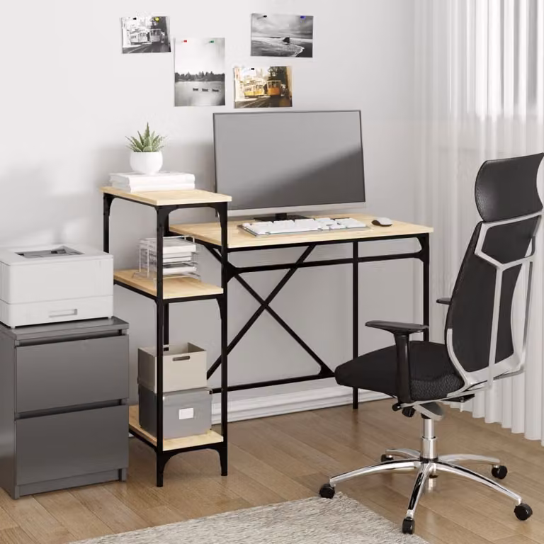 The Living Store Scrivania con ripiano rovere Sonoma 105x50x90 cm Materiale in legno