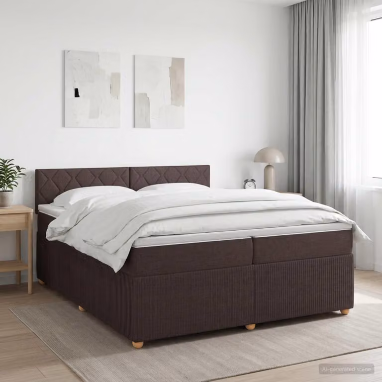 Maison Exclusive - Letto boxspring con materasso marrone scuro 200 x 200 cm Tessuto