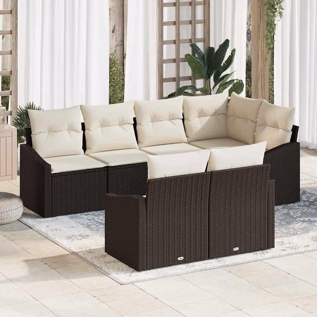 Maison Exclusive - Set di divani componibili, 7 pezzi, color marrone [Materiale sintetico]: rattan sintetico