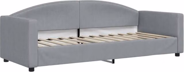Sedia trasformabile in letto singolo moderna in tessuto grigio con braccioli per soggiorno o camera da letto L: 200 cm, L: 90 cm, P: 75 cm – 1