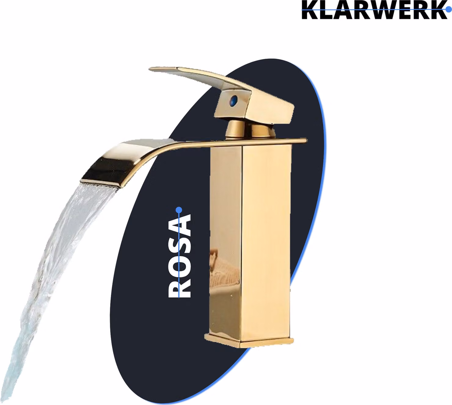 ROSA | Miscelatore a cascata Premium per vasca da bagno oro lucido| miscelatore gastronomico in acciaio inox lavabo | rubinetto di design miscelatore angolare per lavabo