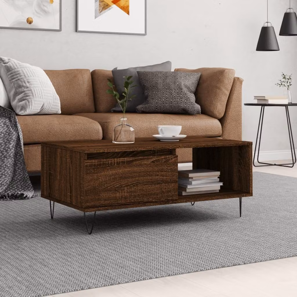 Maison Exclusive - Tavolino marrone effetto rovere 90x50x36,5 cm Materiale ligneo
