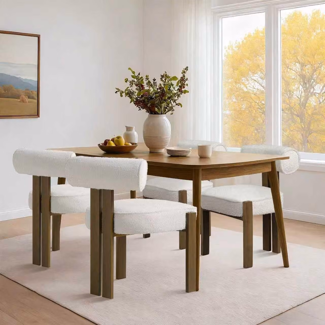 Sedia da pranzo confortevole, rivestita in microfibra, con struttura in legno e schienale a listelli, di colore bianco