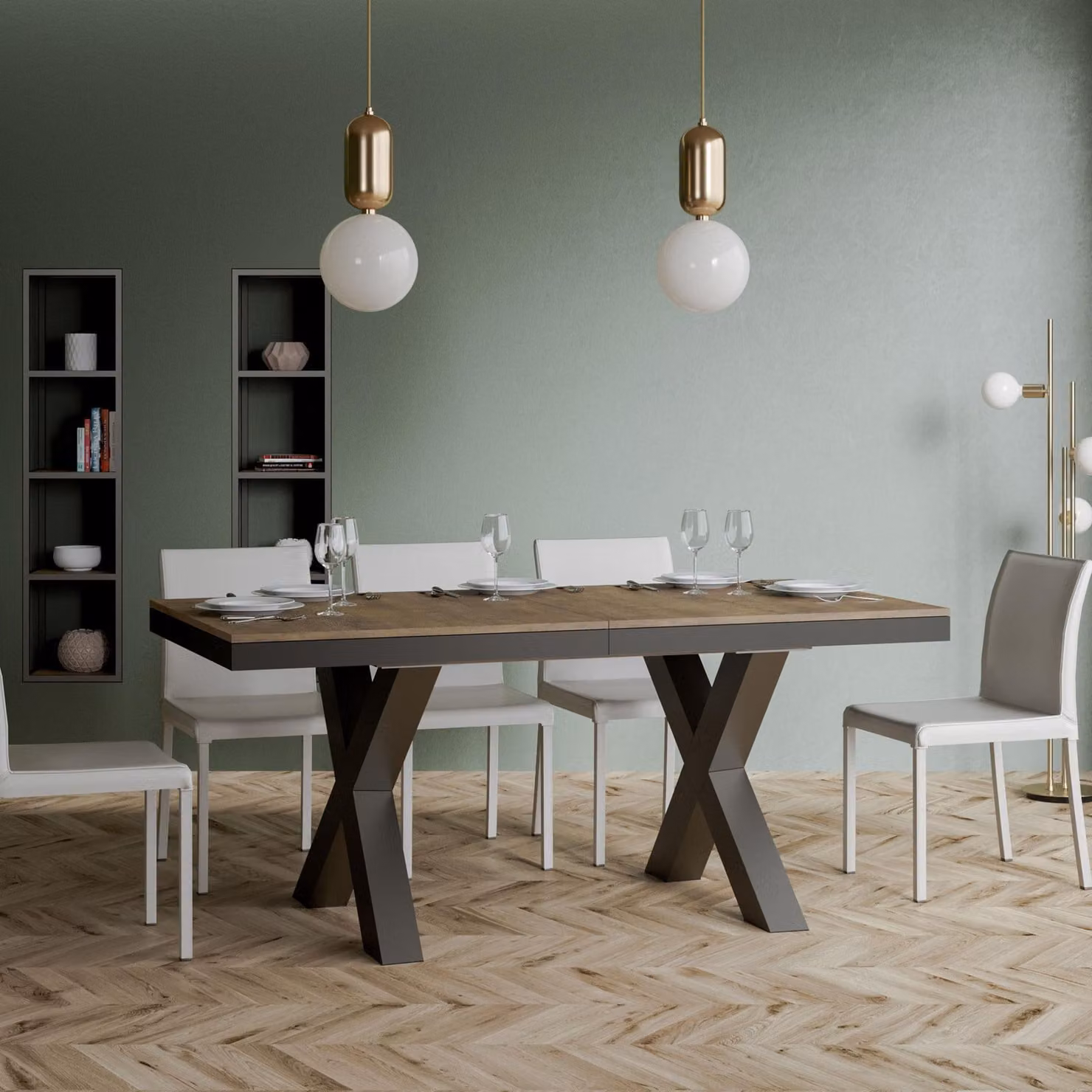 ITAMOBY - Tavolo allungabile 180/440x90 cm Traffic Evolution noce telaio e gambe antracite